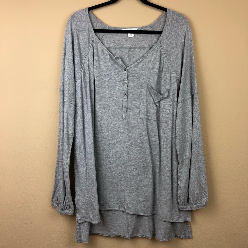 Caslon Long Sleeve Oversized Grey Henley